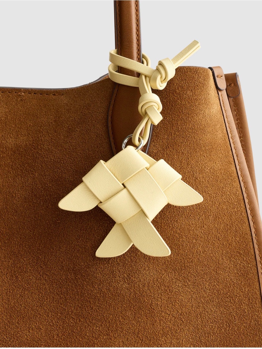 NWT Madewell Woven Leather Fish Bag Charm in Pale Yellow